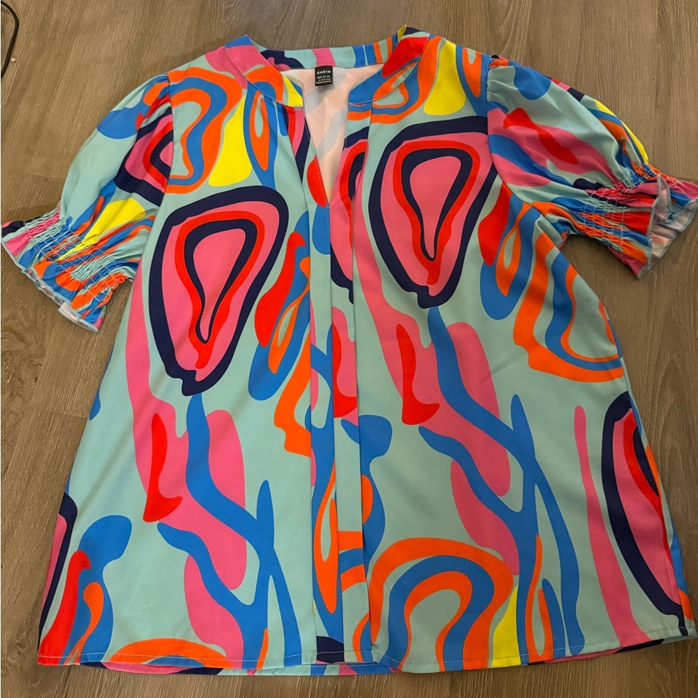 Colorful Abstract Patterned Women's Top